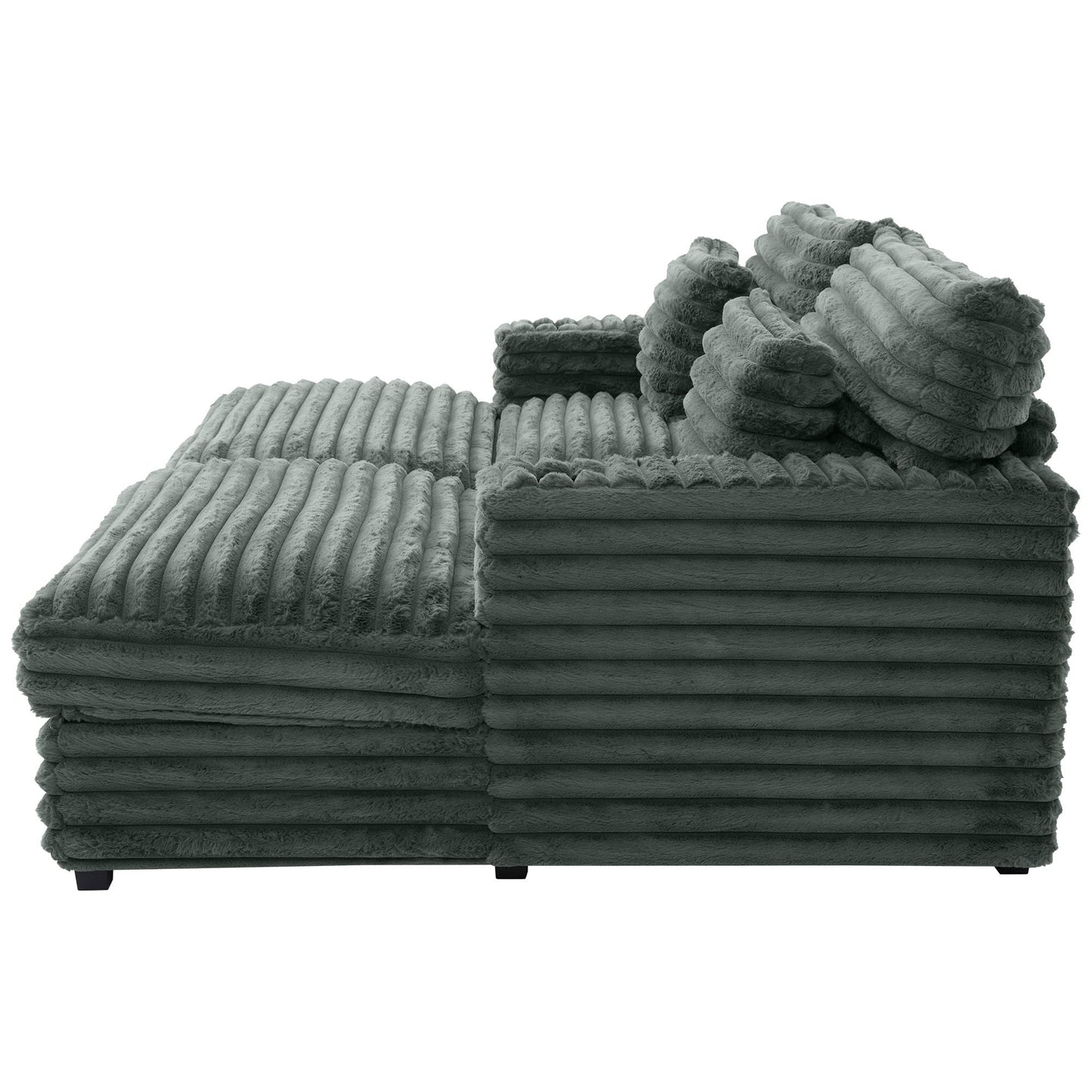 Oversized Double Chaise Lounge Sofa Bed With USB Ports And Cup Holders