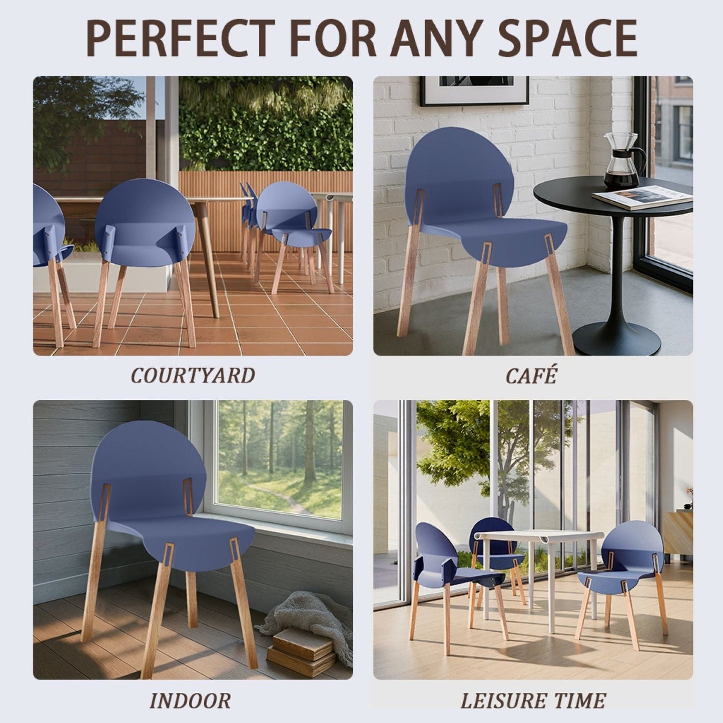 4 Piece Set Of Single Chairs, Traditional Elements With Round Table