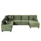 Upholstered U-Shaped Sectional Sofa With Movable Ottoman And Side Storage Pockets