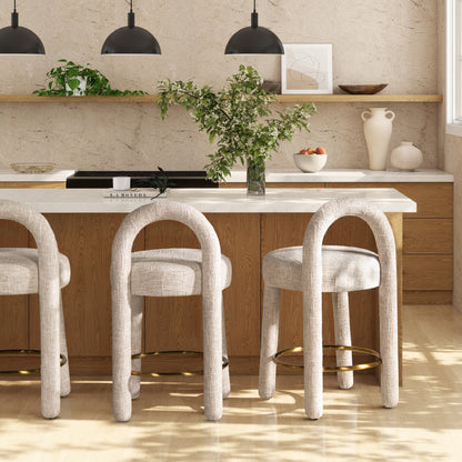 Penny 26.5" Round Arched Upholstered Counter Stool, Set of 2