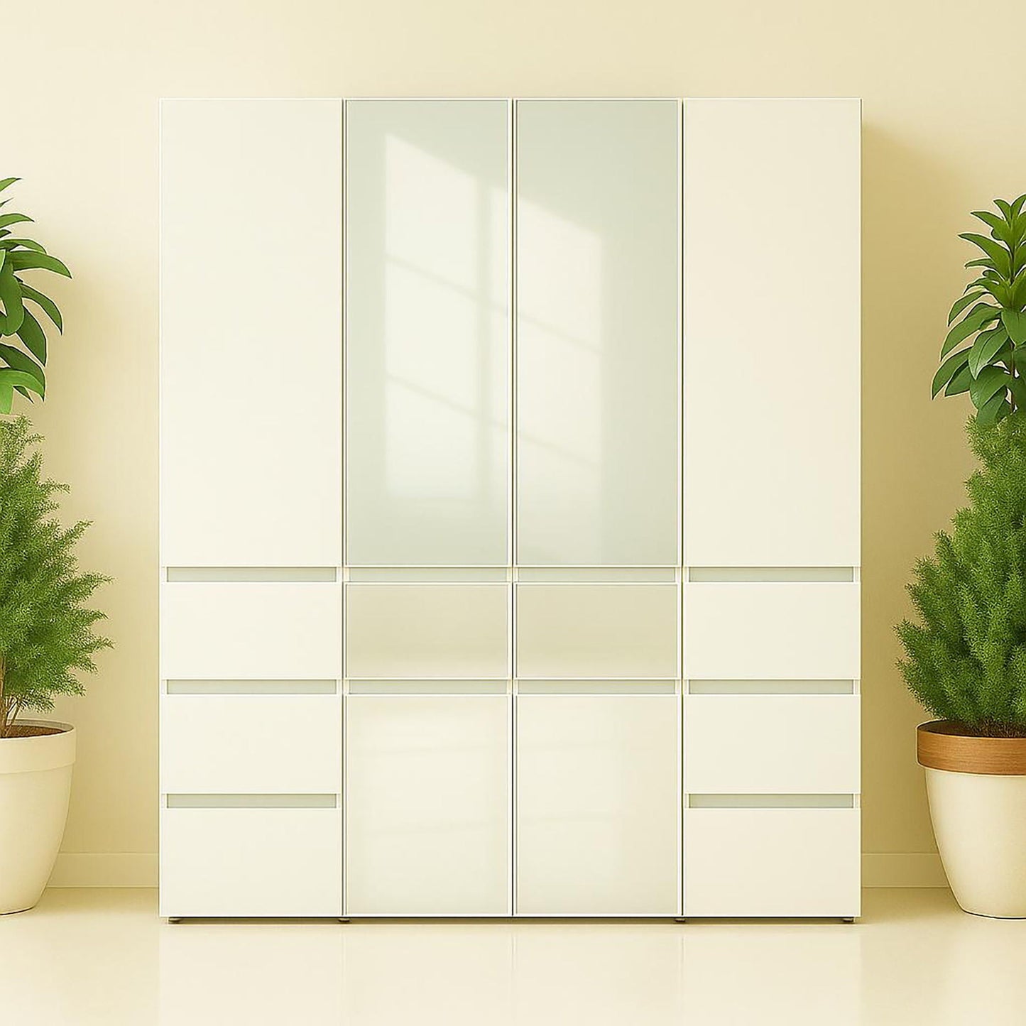 Elise - Slim Modular Closet Cabinet With Mirror - White