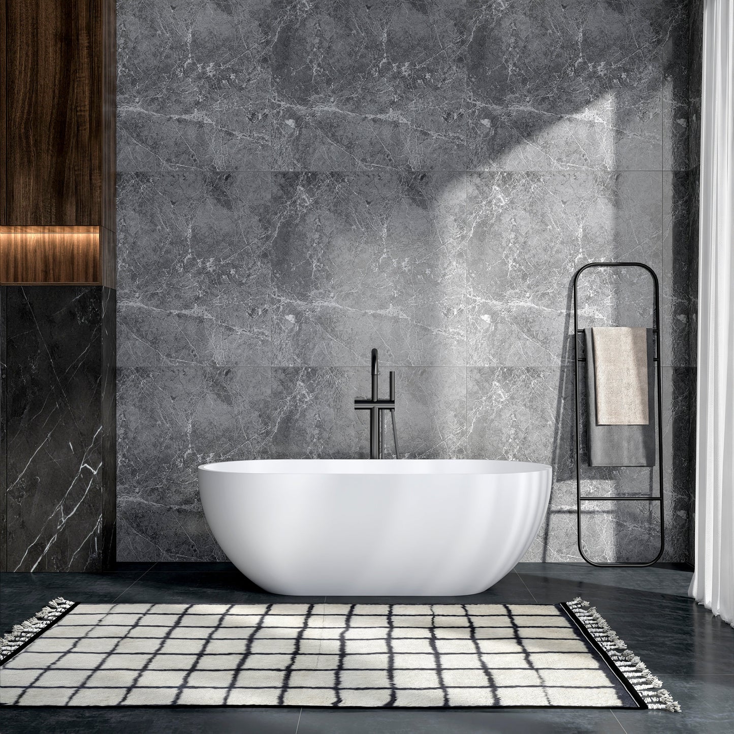 63 Inch Artificial Stone Solid Surface Freestanding Bathtub