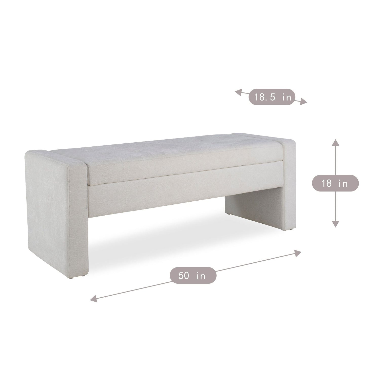 Upholstered Storage Bench With Tufted Seat, Ottoman For Living Room - White