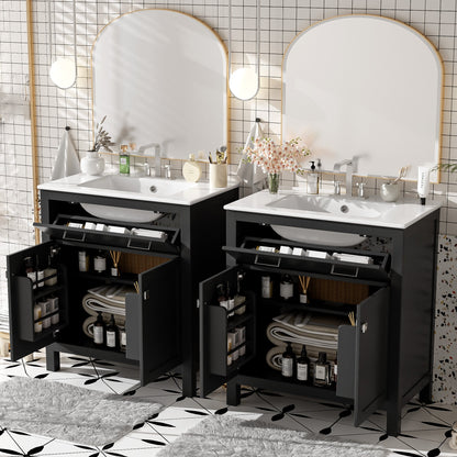 60" Modern Black Bathroom Vanity Set