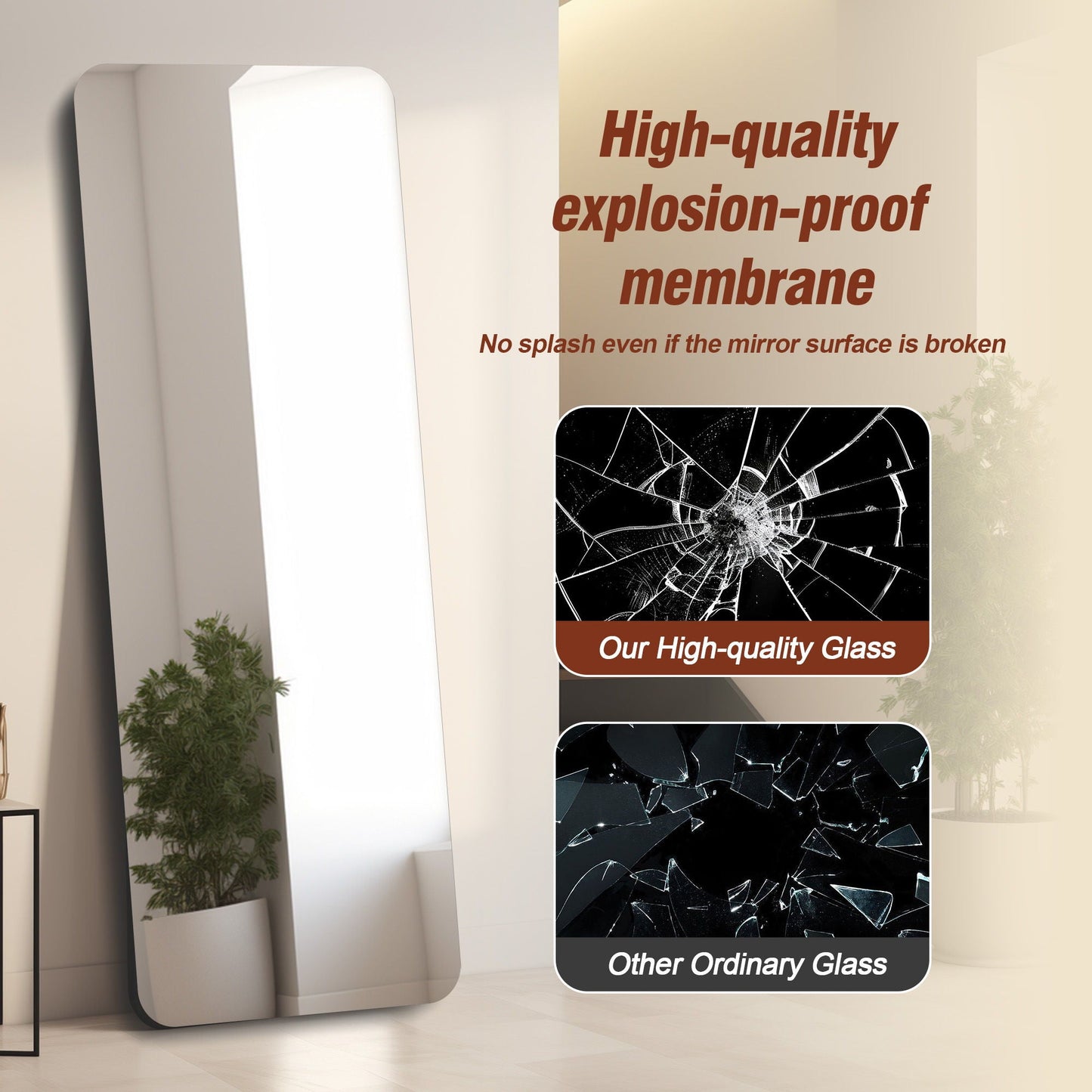 Full Body Round Corner Mirror For Living Room