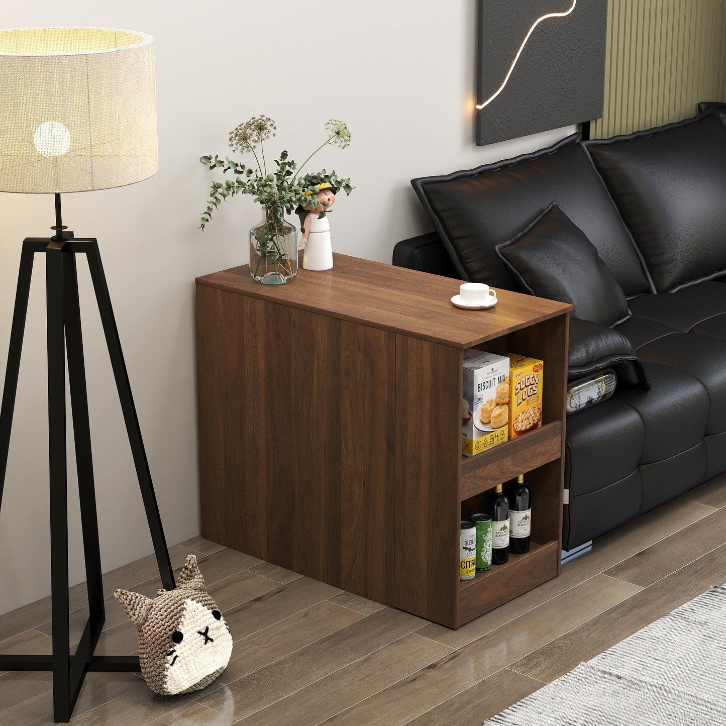 Computer Desk with Drawers, Modern Corner Home Office Storage with Extendable Table