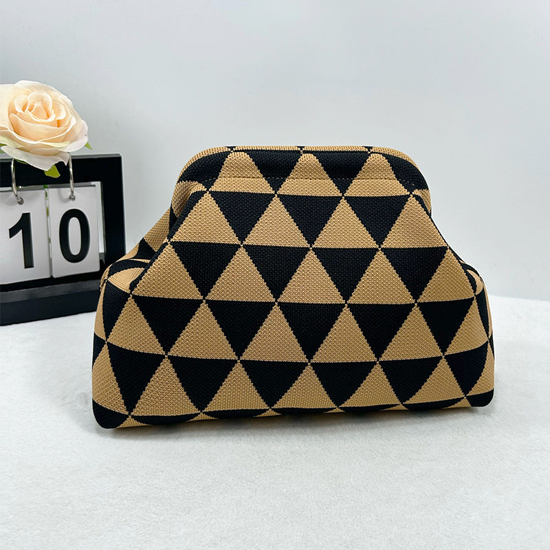 Womens Knitted Bag Striped Clutch