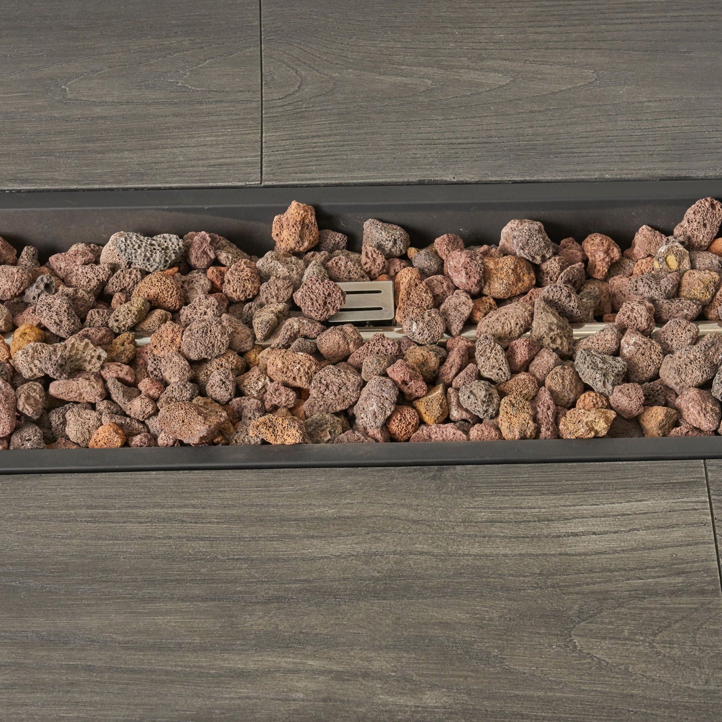 Transitional Rectangular Outdoor Propane Fire Pit With 50,000 BTU