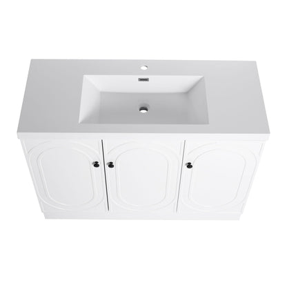 Contemporary Freestanding Bathroom Vanity With Resin Sink & Soft-Close Cabinet Doors