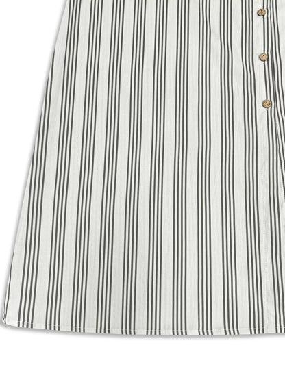 Striped Button Front Midi Dress