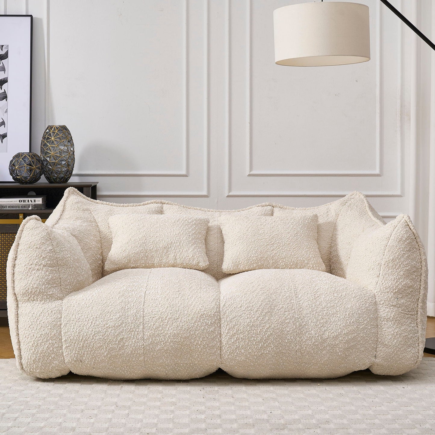 Comfortable Dual Beanbag Chair With High Resilience Foam Core For 2 People