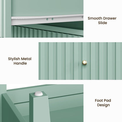 Fluted Nightstand With 2 Drawers