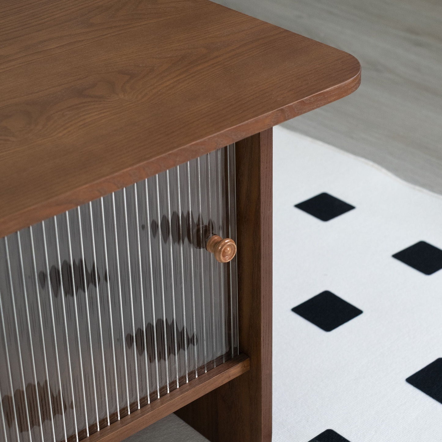 Rectangular Coffee Table With Sliding Door Storage Center