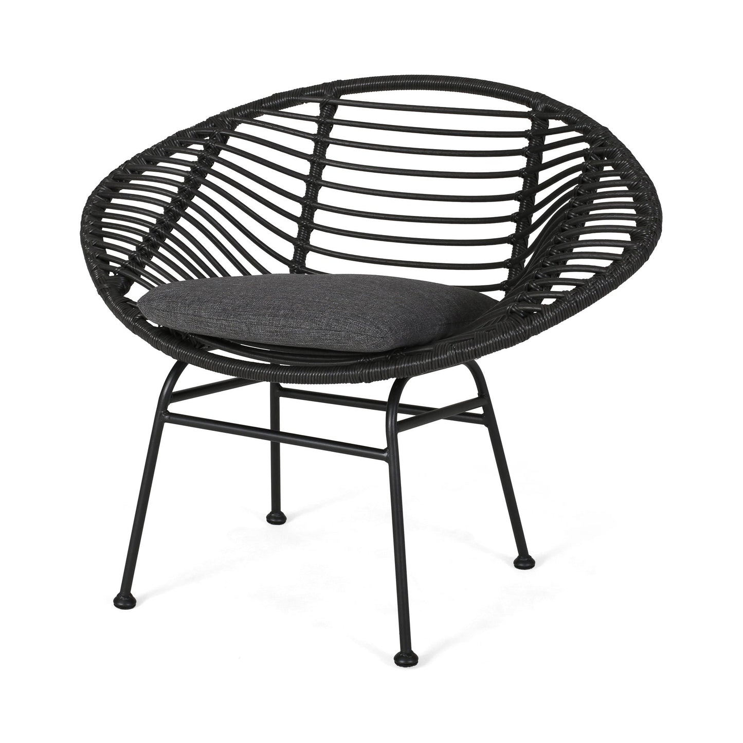 Cordella Outdoor Woven Wicker Chairs with Cushions, Set of 2