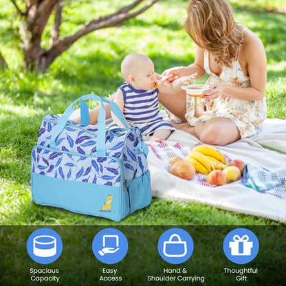 5PCS Baby Diaper Bag Set, Multifunctional Mummy Handbags with Diaper Pad, Food Bag, Bottle Bag, Travel Tote for Mom & Dad