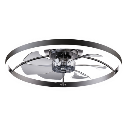 Smart Ceiling Fan with LED Light, 7 Blades Modern Metal Design
