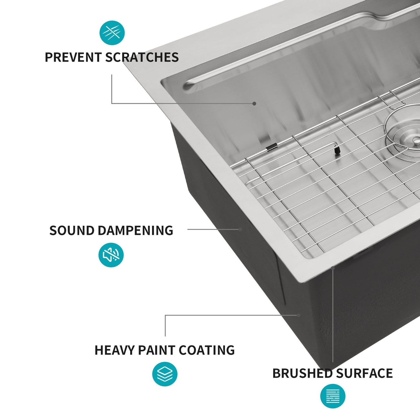 33 x 22 inches Brushed Nickel 33' Drop in Kitchen Sink with Ledge Workstation, Single Bowl, 16 Gauge Stainless Steel