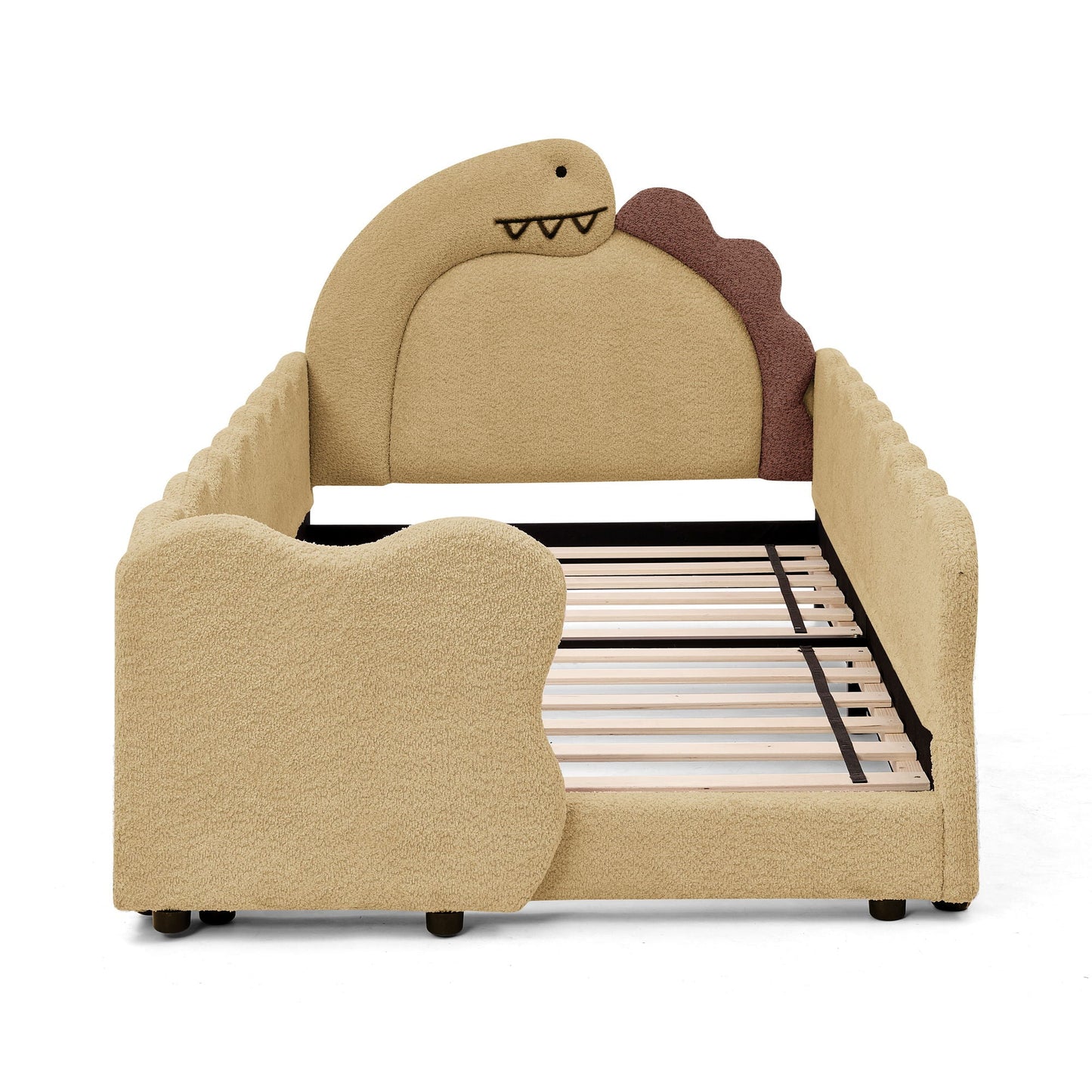 Cute Dinosaur Shaped Bed With Safety Guardrail, Toddler Frame