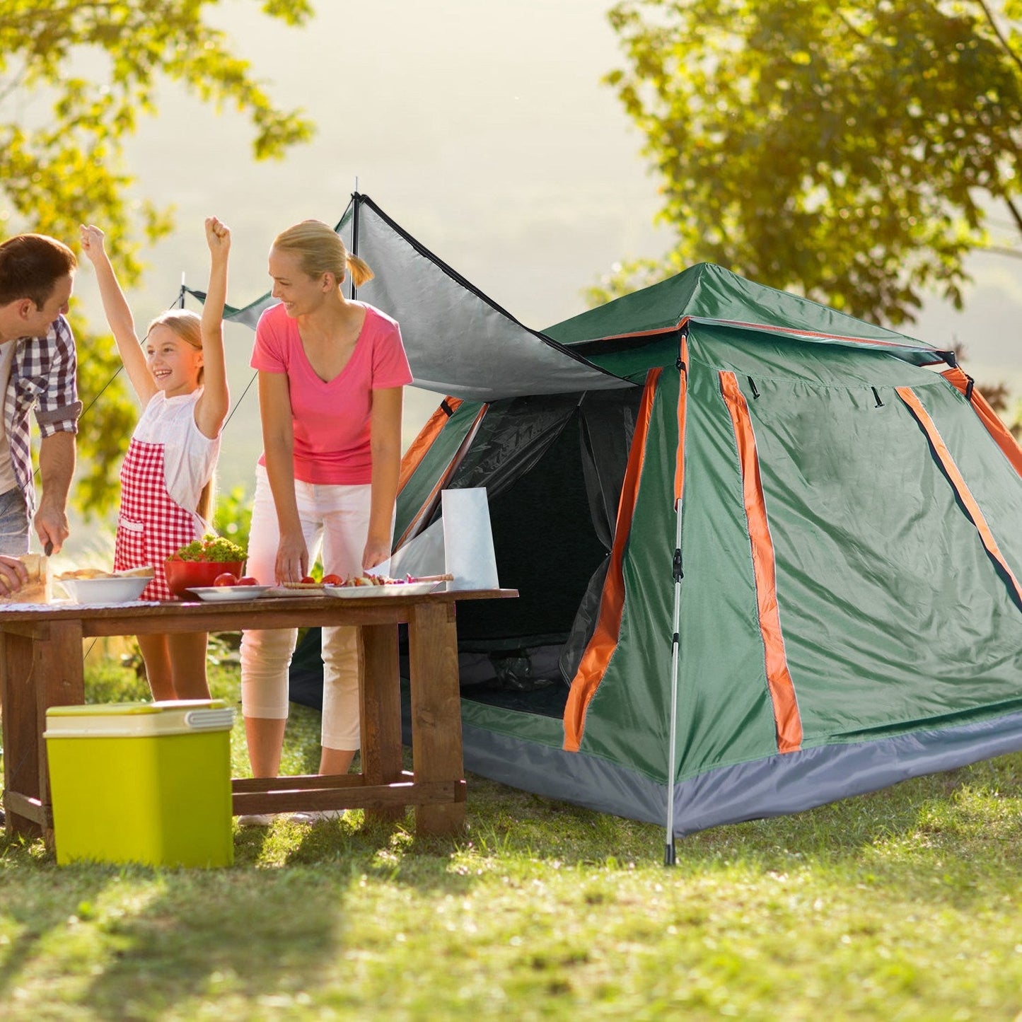 4-5 Person Camping Tent Outdoor Foldable Waterproof Tent with 2 Mosquito Nets Windows Carrying Bag for Hiking Climbing Adventure Fishing