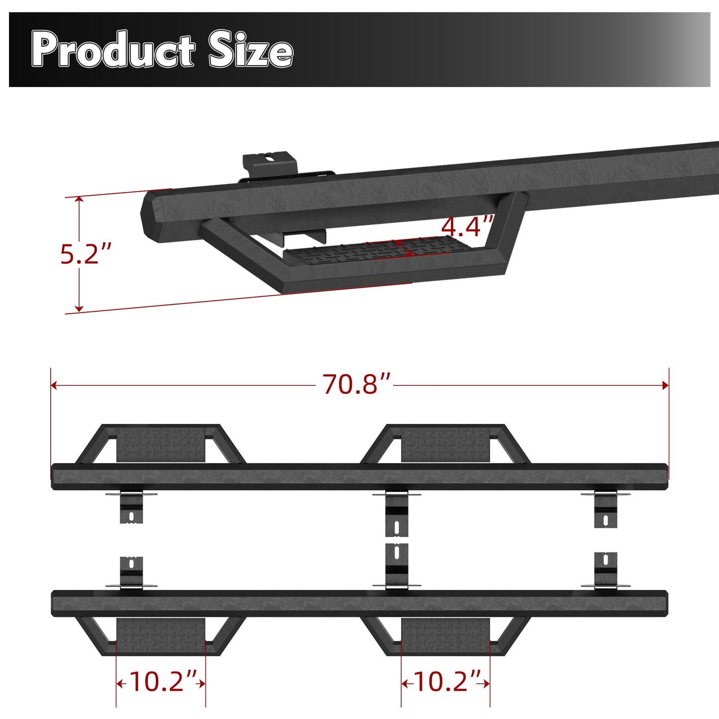 Two Stairs Running Boards Side Steps for Jeep Wrangler JK