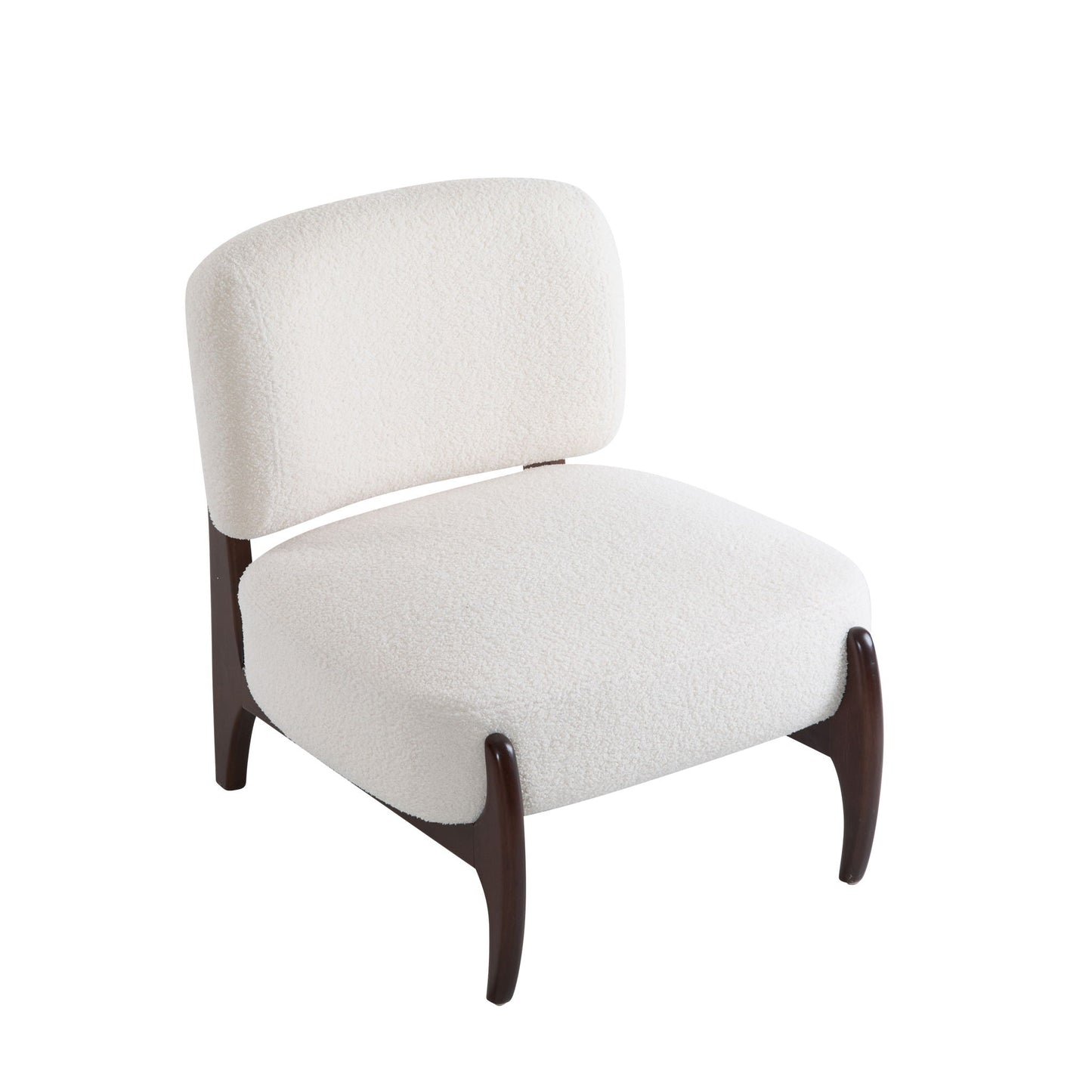Modern Boucle Lounge Chair With Solid Wood Frame