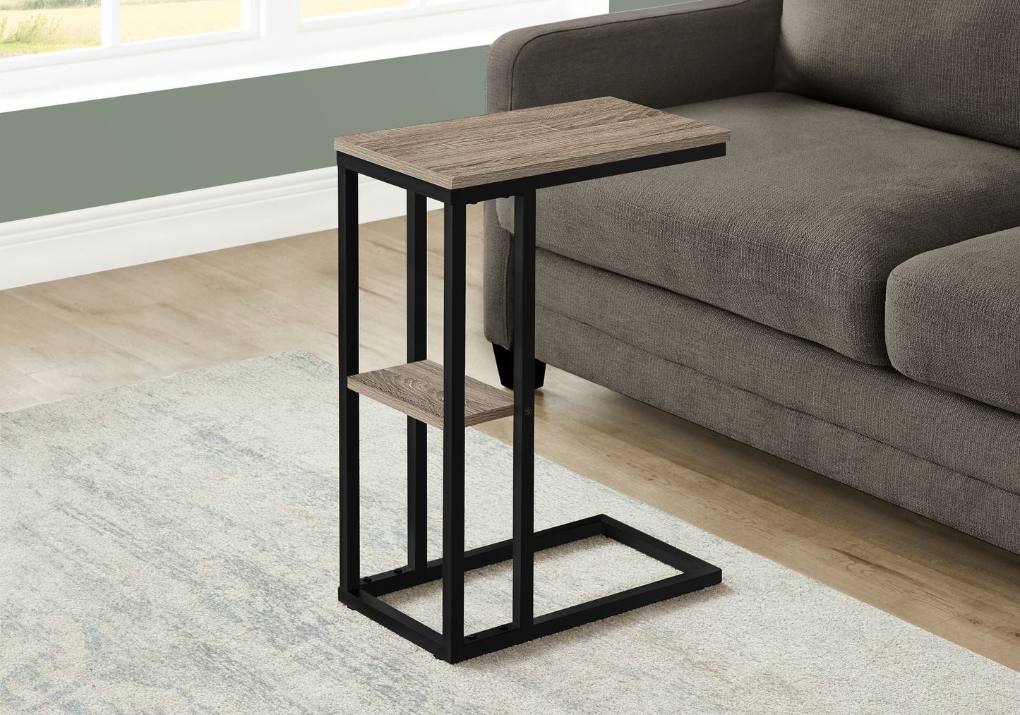 Accent Table, C-Shaped, Marble Look Contemporary & Modern Convenient Design