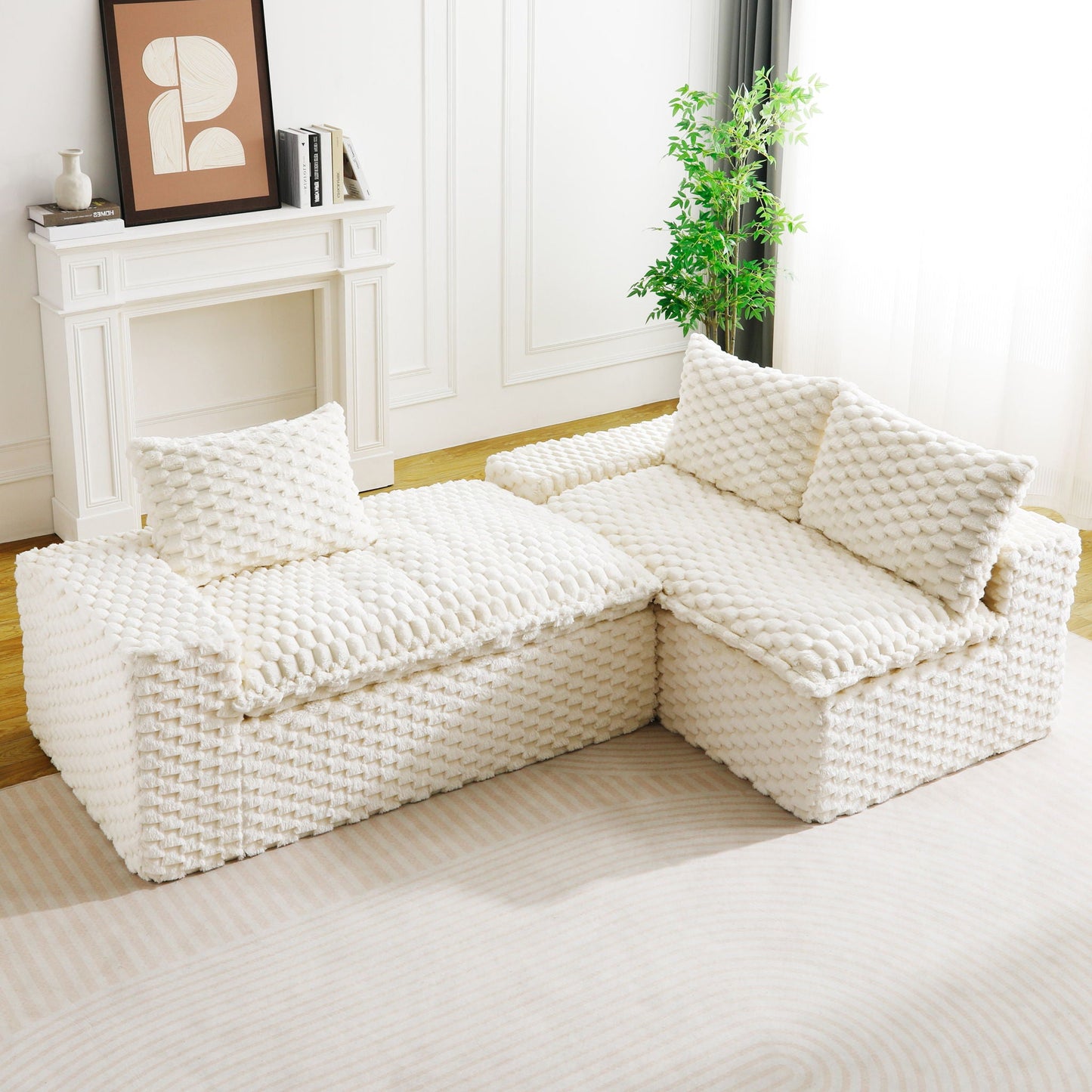 Modular Sofa, Convertible Twin Seat With Chaise Lounge