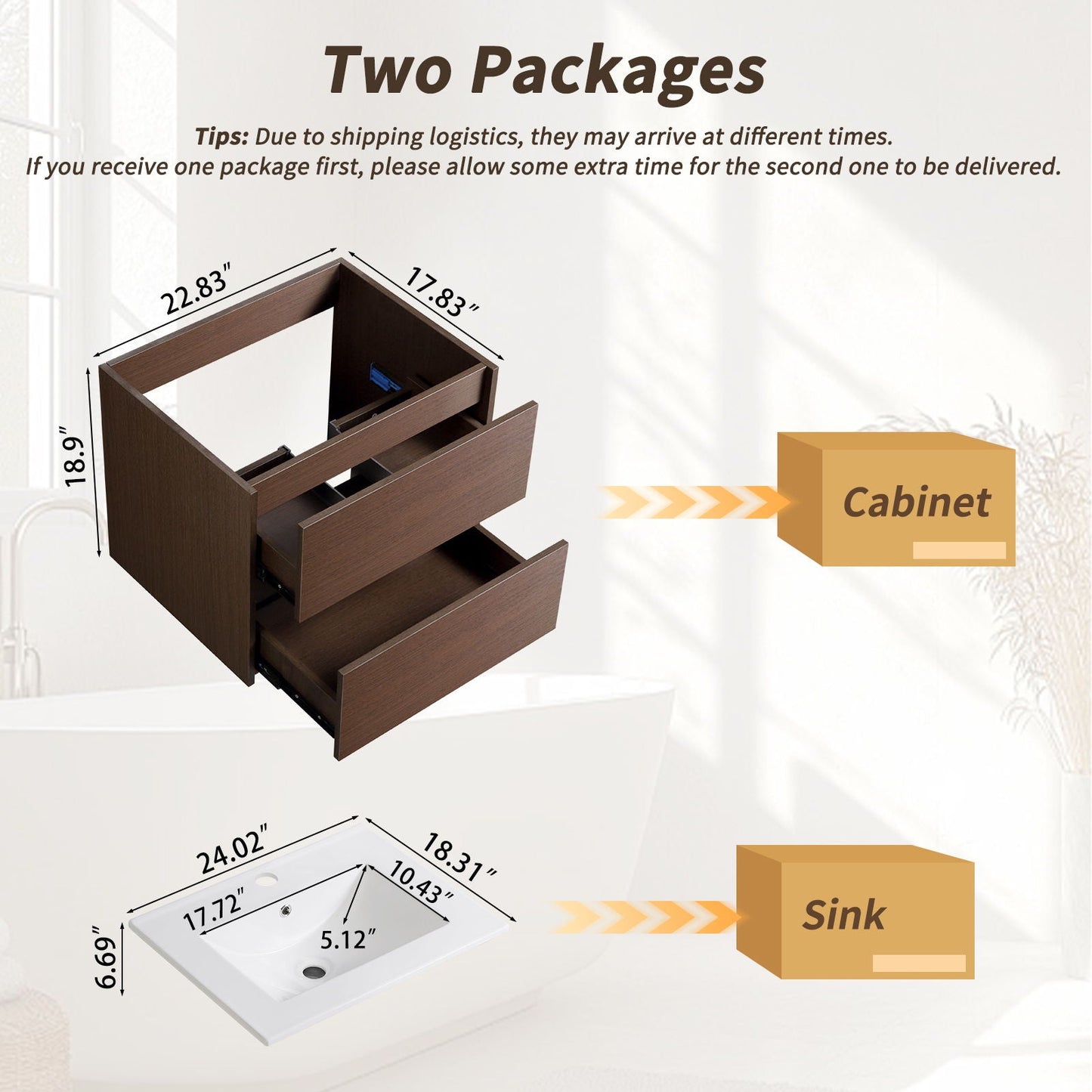 Wall Mounted Floating Bathroom Vanity With Sink And Cabinet