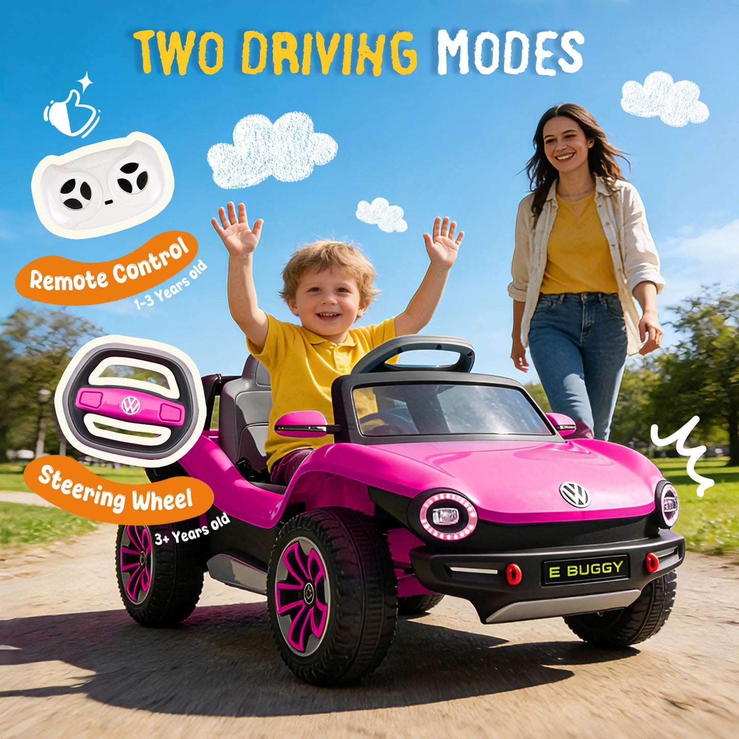 12V Licensed Volkswagen Beetle Kids Ride-On Electric Car