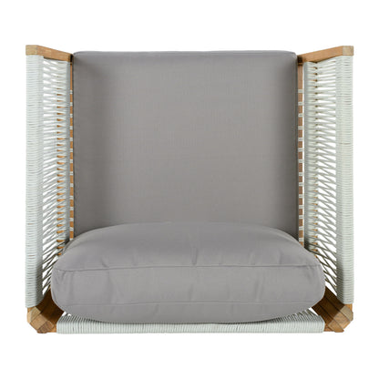 30.3" Outdoor Acacia Wood Patio Chair with Woven Rope Accents