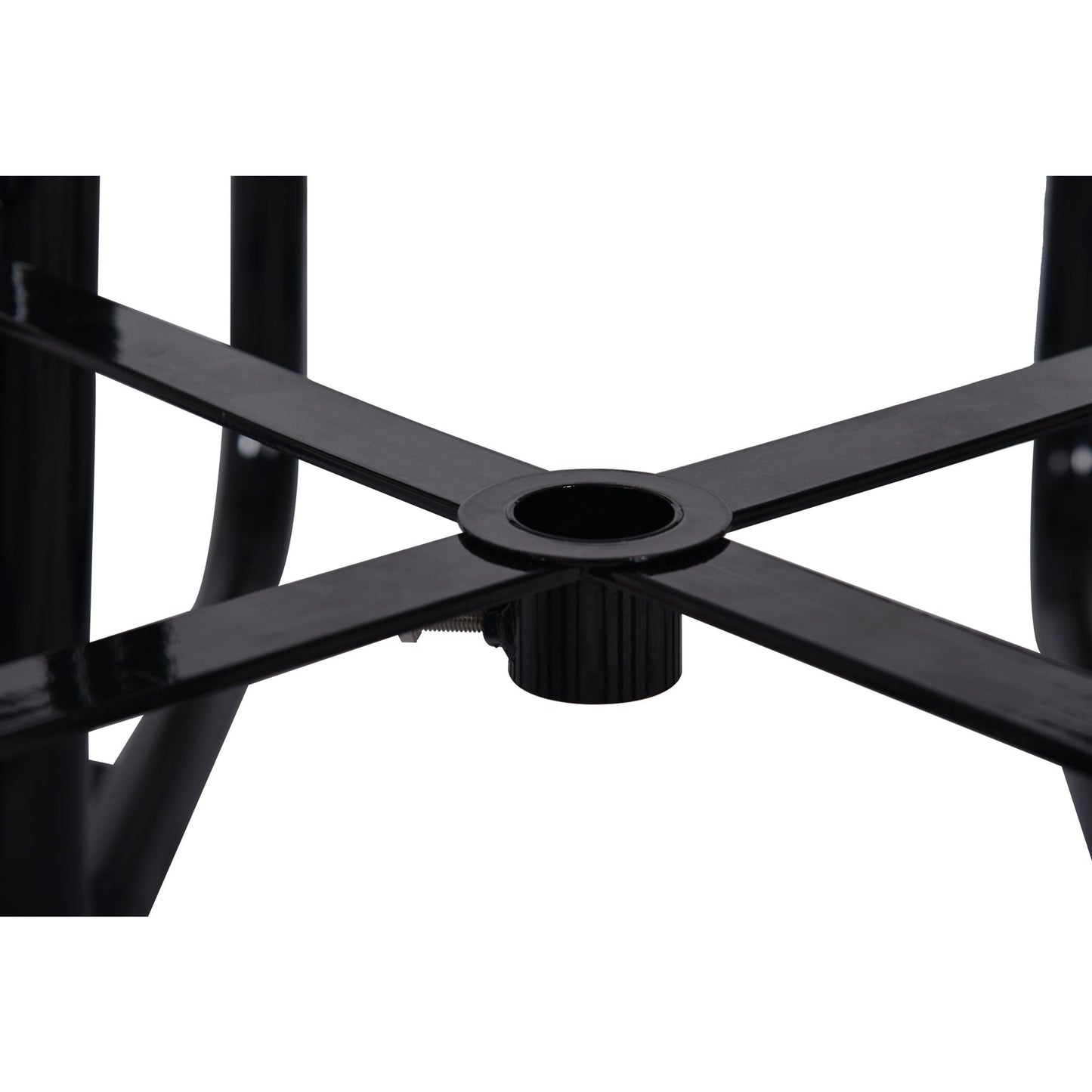 Square Outdoor Steel Picnic Table, With Umbrella Pole
