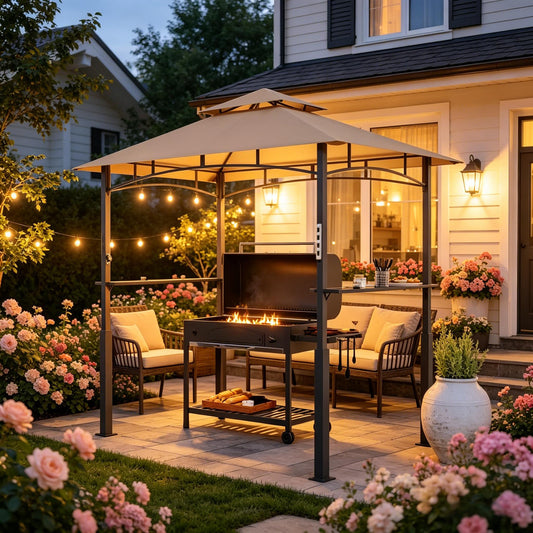 Double-Tiered Barbecue Gazebo Shelter