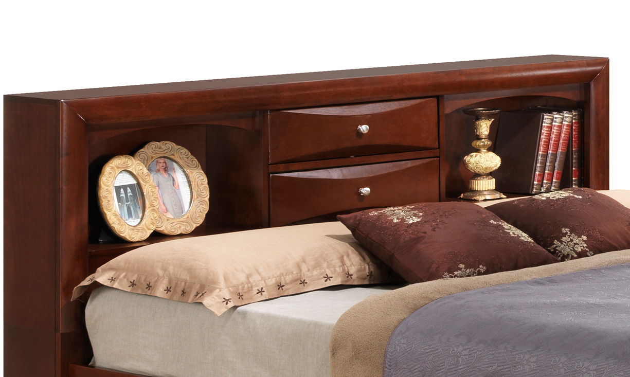 Modern Design Storage Bed With Bookcase Headboard