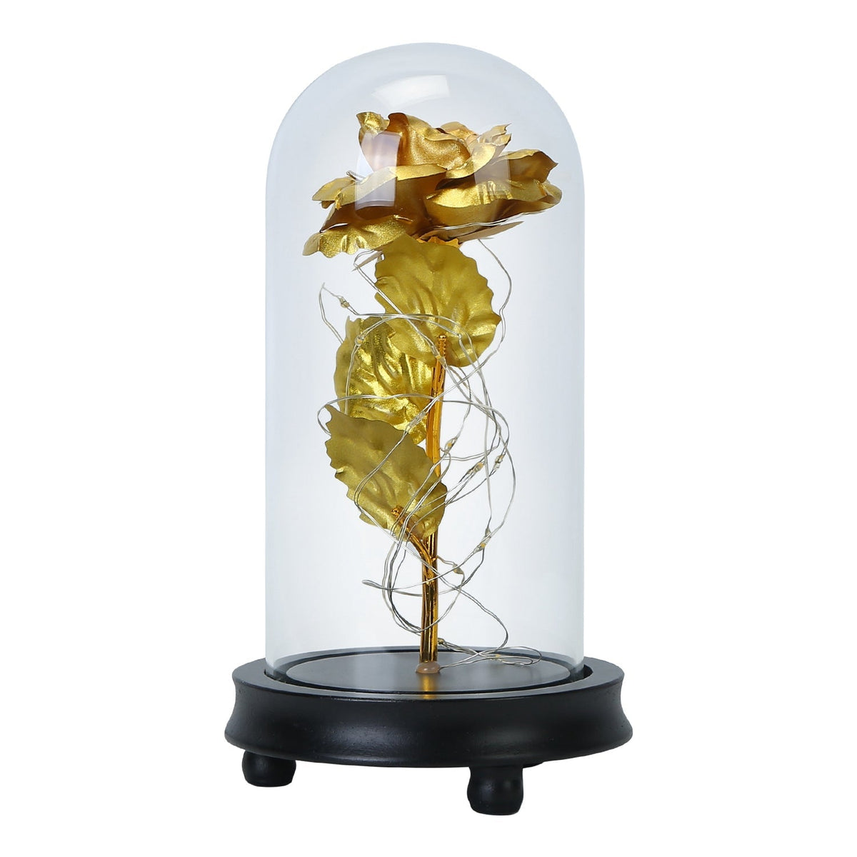 Foil Rose LED String Light Rose Fairy Lamp w/ Glass Dome For ValentinesÕ Day MotherÕs Day Wedding Birthday