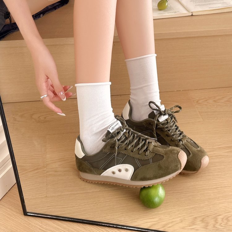 New Summer Women's German Trainer Shoes, Lace-Up Platform Height Increasing Versatile Casual Sneakers