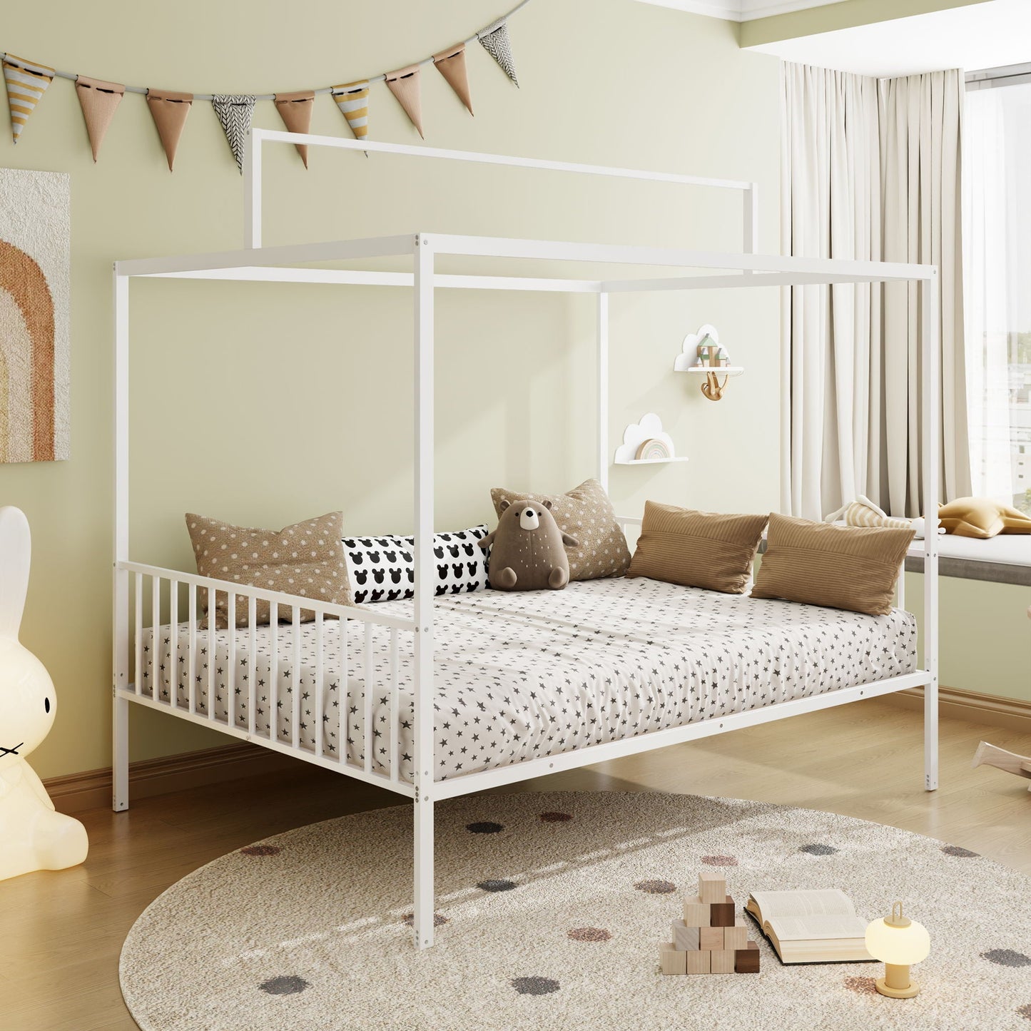 3 In 1 Convertible Montessori Floor Bed With Fenced Support