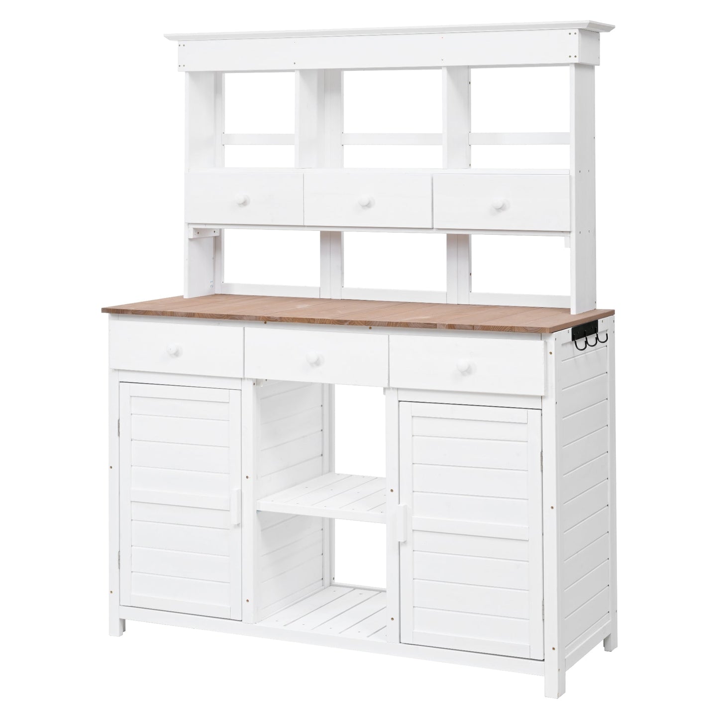 TOPMAX 65.7" Tall Garden Potting Bench Table with Hutch