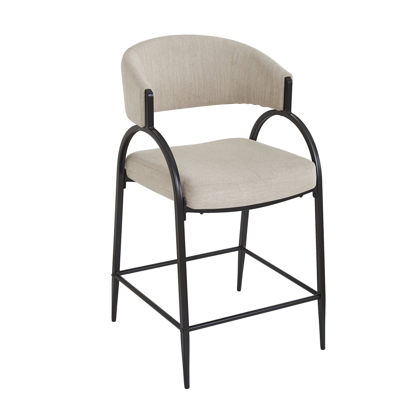 25'' Seat Height Modern Fabric Bar Stools with Back