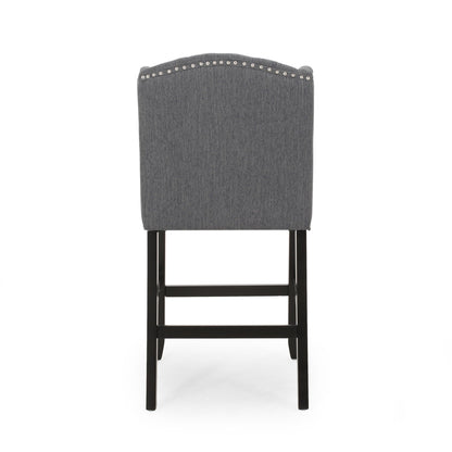 Vienna Fabric Tufted Counter Stool With Nailhead Accents (Set of 2)