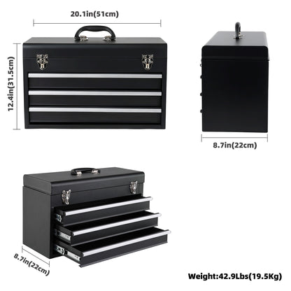 465-Piece Mechanics Tool Set with 3-Drawer Heavy Duty Metal Box Repair Tool Kit