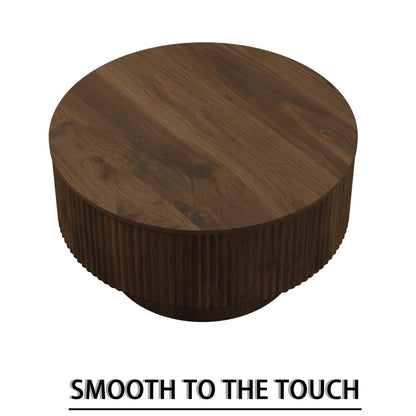 Modern Circular Coffee Table With Stripe Design And Storage Space