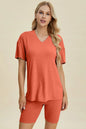 Plus Size Ribbed V-Neck Top & Shorts Set