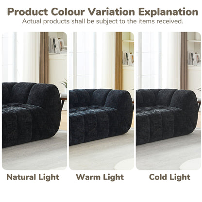 Quilted Cloud Sofa With Rounded Armrests And Piano Key Backrest Design