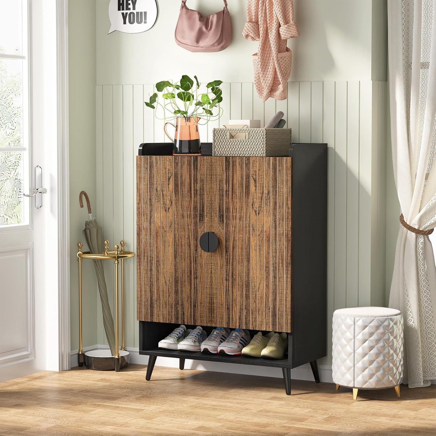 Shoe Cabinet With Doors, 7 Tier Storage Organizer
