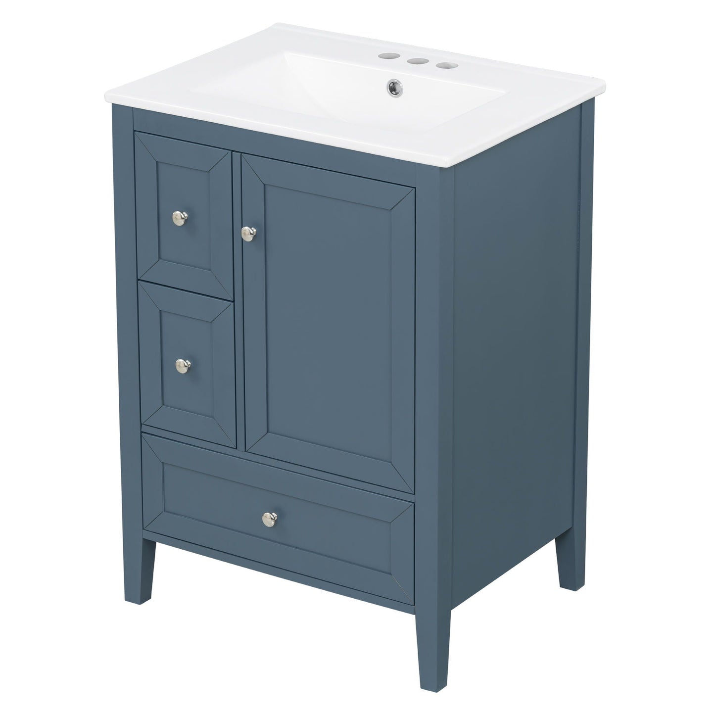 Modern Bathroom Vanity With Sink, Soft Close Drawers & Door, Storage Rack