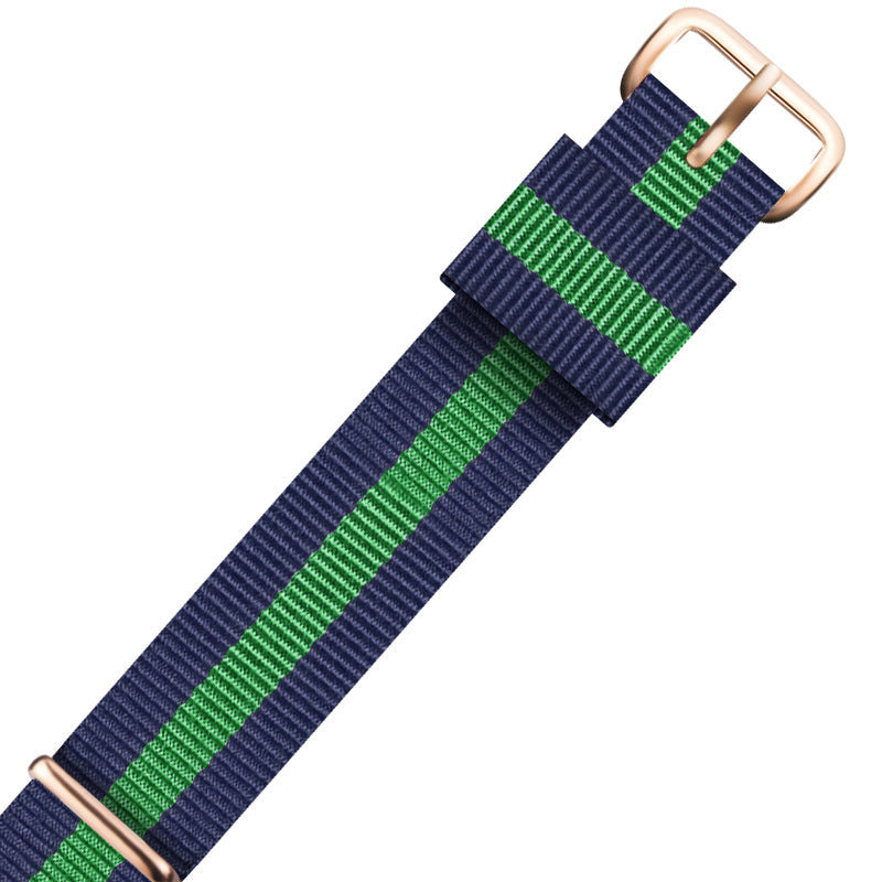 Nylon DW Watch Strap One Piece With Woven Loop And Striped Canvas Watch Band
