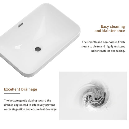 Undermount Bathroom Sink, Vessel Basin For Vanity Countertop - Milk White