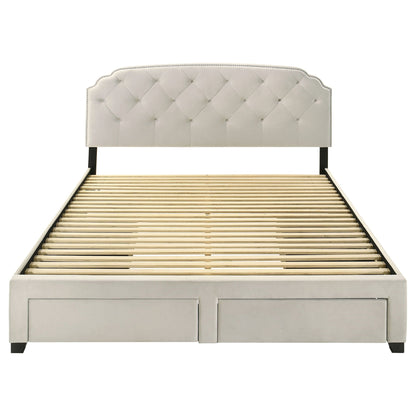 Marianna 4-drawer Upholstered Eastern King Storage Bed Cream