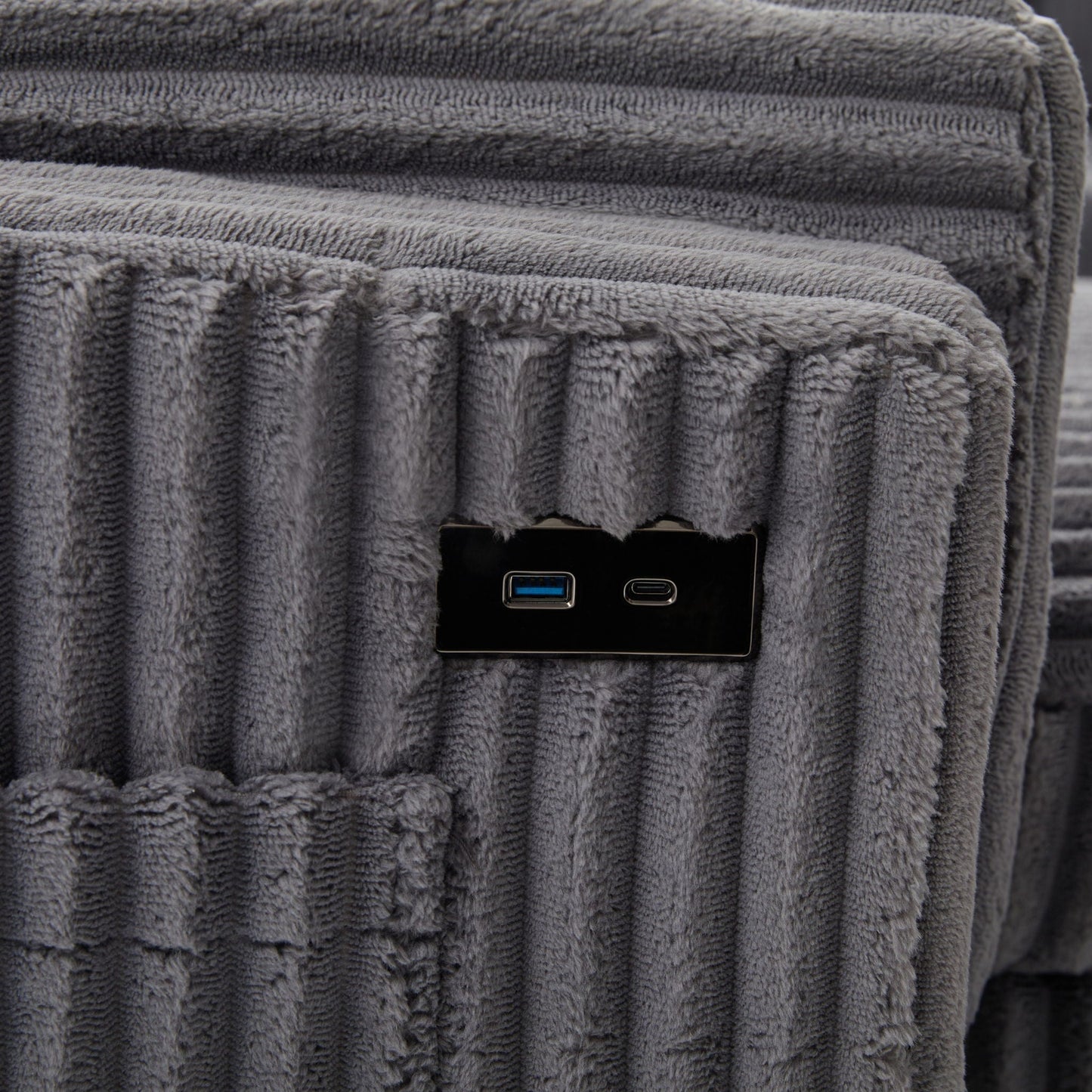 Convertible U-Shaped Sectional Sofa Bed With USB Ports And Storage