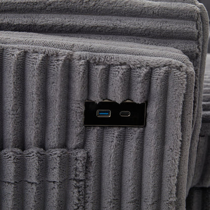 Convertible U-Shaped Sectional Sofa Bed With USB Ports And Storage